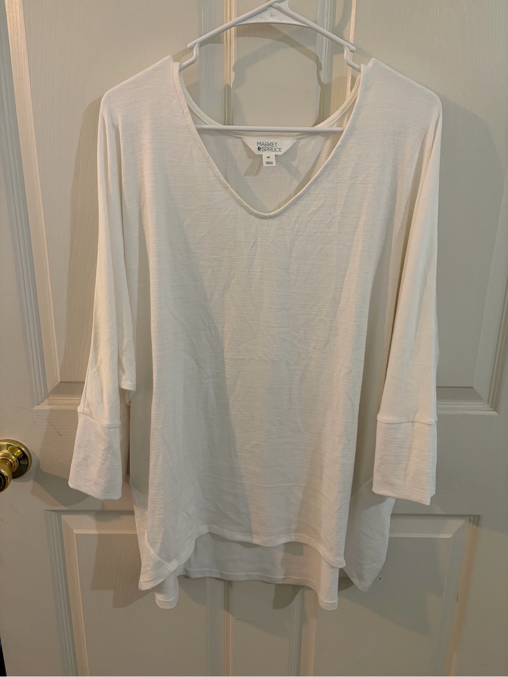 Market & Spruce White Tunic Top XXL High Low Hem 3/4 Sleeve